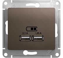 Розетка USB тип A+A без рамки Systeme Electric Glossa 2-м. 2100мА шоколад картинка